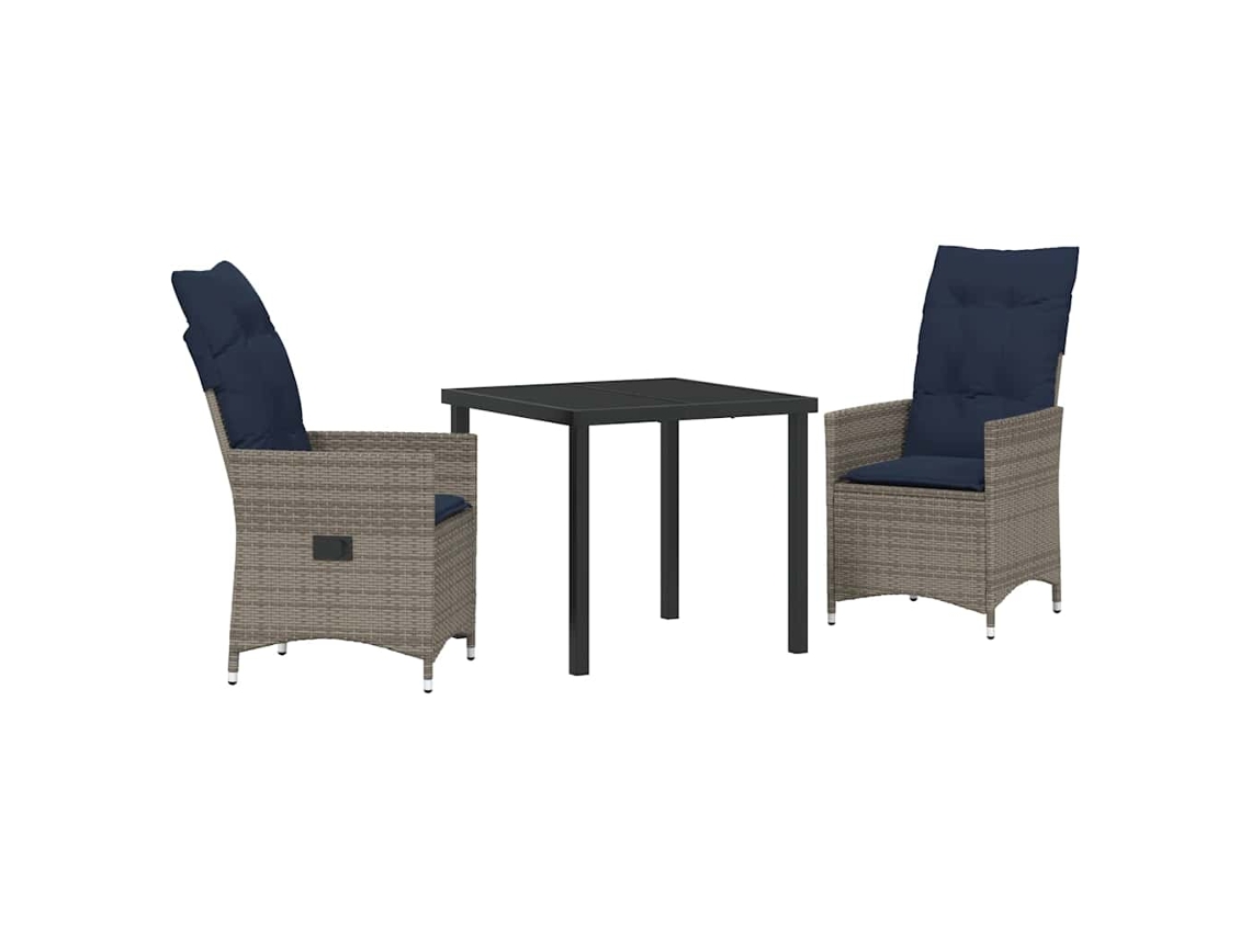 Maison Exclusive - Conjunto De Mesa E Cadeiras 3 Pcs Cinzeto Rattan De Pe