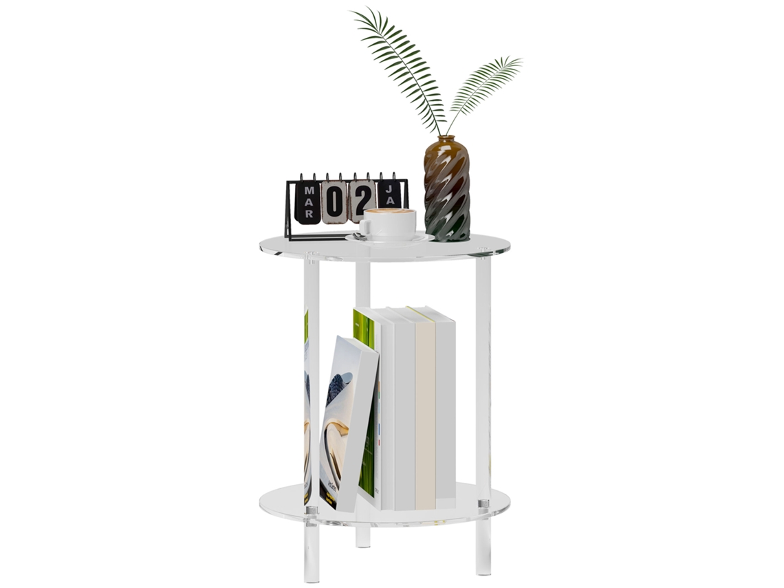 Mesa de centro em formato de C, vidro e aço, 46x25x63,5 cm, preta PRIME KANG