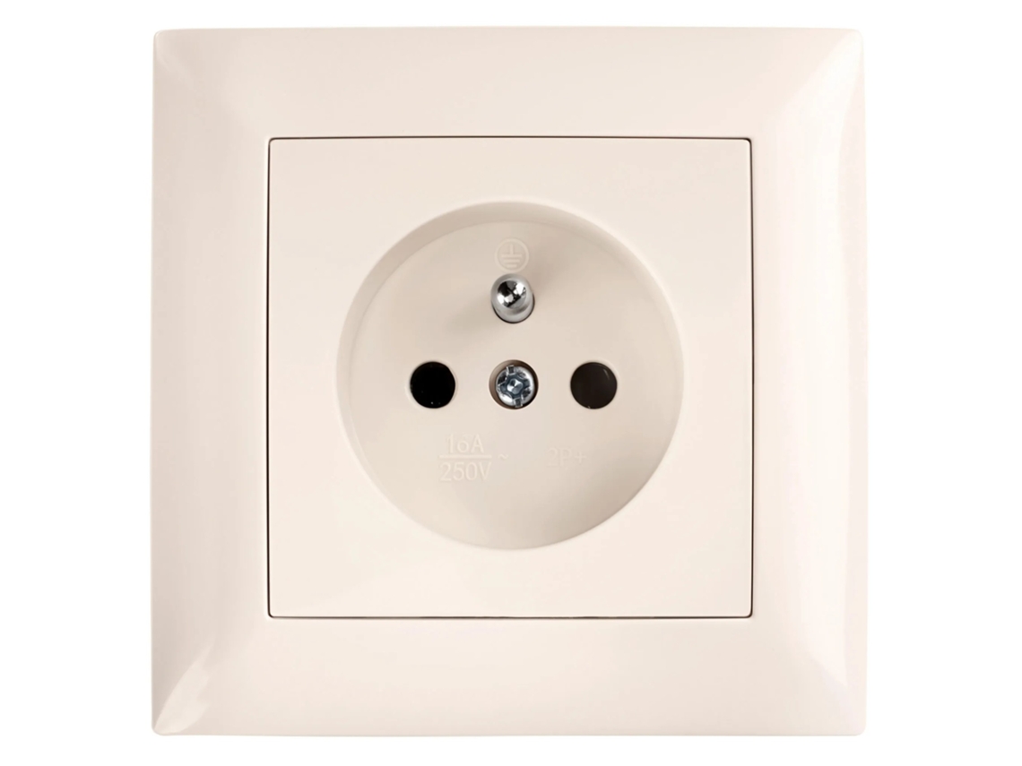 Toolight Tomada Simples Com Ligação À Terra E Espelho Oste Jnh001-g Beige