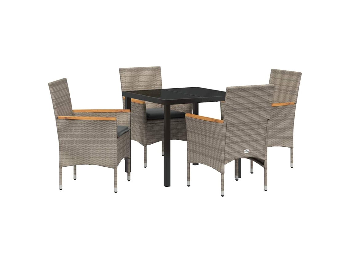 Maison Exclusive - Conjunto De Jantar Para Jardim 5 Pcs Cinzeto Vime Pe