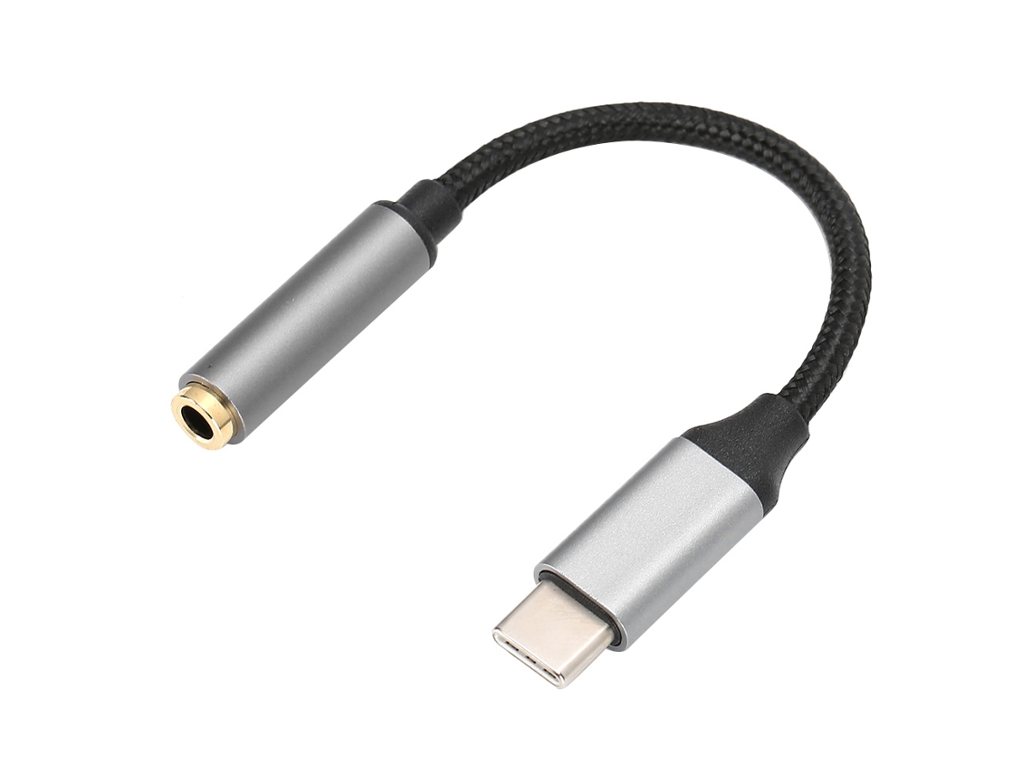 Mali adaptador Usb c para 3.5mm Jack de Áudio Auxiliar com Cabo Nylon Compatível com Xiaomi Huawei Oneplus