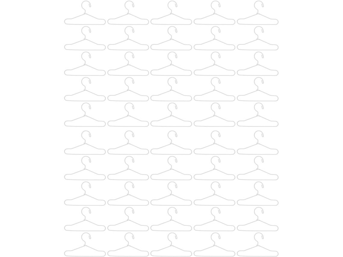 Conjunto 50 Cabides Roupas Boneca Metal Arara Vestidos Saias Acessórios 6 5 3 0 2 Branco Mini X Cm GOKOCO