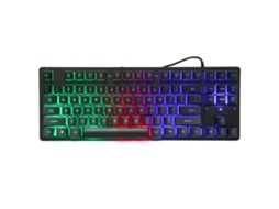 Aetheria teclado Gamer com Fio 87 Teclas Iluminação Colorida Design Ergonômico para Desktop e Notebook Preto