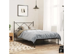 Vidaxl Estrutura De Cama Com Cabeceira 100x190 Cm Metal Preto