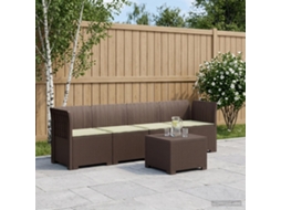 Vidaxl Sofá De Jardim 4 Lugares Com Almofadas Look Rattan Pp Castanho