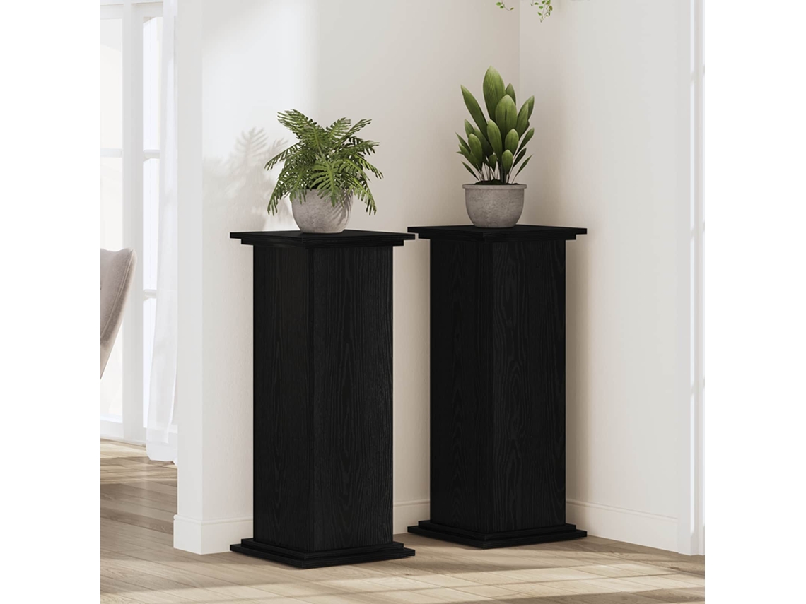 Vidaxl Suporte Para Plantas Carvalho Preto 33 X 33 X 80 Cm
