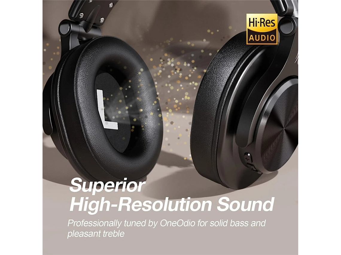Auricular Bluetooth Oneodio A70, Áudio De Alta Resolução, O Monitor De Estúdio Profissional De Dj, Auriculares Sem Fios Através De Ouvido De 3,5 Mm E 6,35 Mm