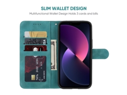 Capa Pega Para Iphone 13 Pele Sintética Verde
