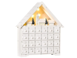 Calendário De Adviento De Natal De Madeira Com 24 Gavetas E Luzes Led, Decoração Iluminada