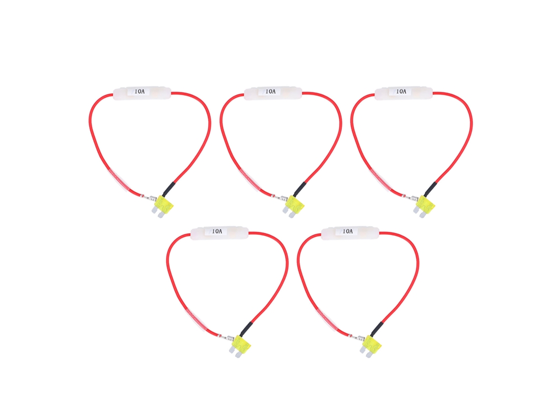 Suporte de fusível com cabo vermelho 16AWG para carro 5 peças | S/MARCA