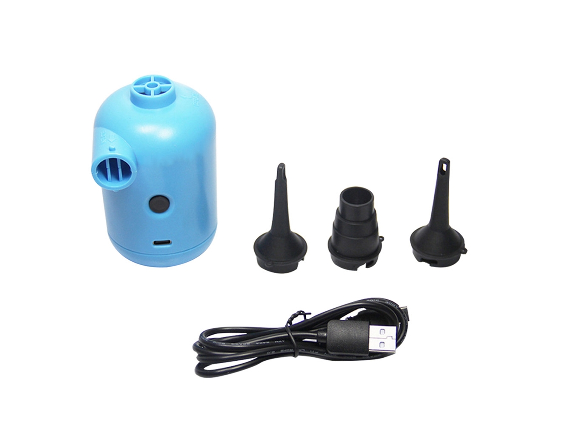 BOMBA DE AR PORTÁTIL USB DC5V, com 3 adaptadores para infláveis (S/MARCA)
