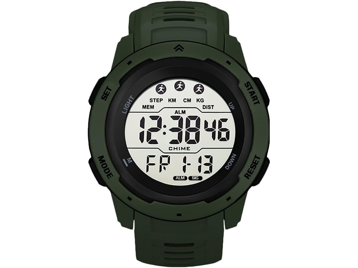 Relógio de Pulso Digital com Pulseira de Borracha À Prova DÁgua -Verde