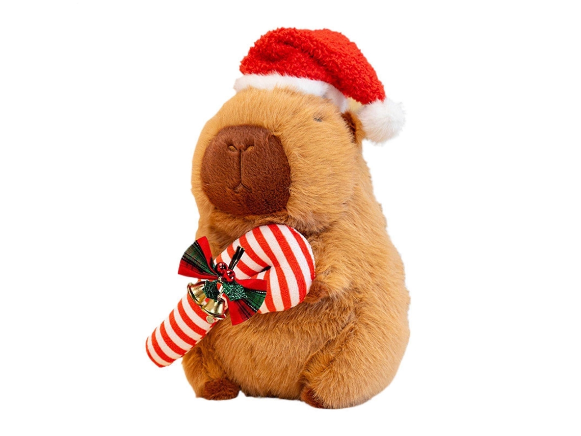Pelúcia De Capivara Com Chapéu De Natal E Bastão Doce, Macia, Para Decoração E Presente
