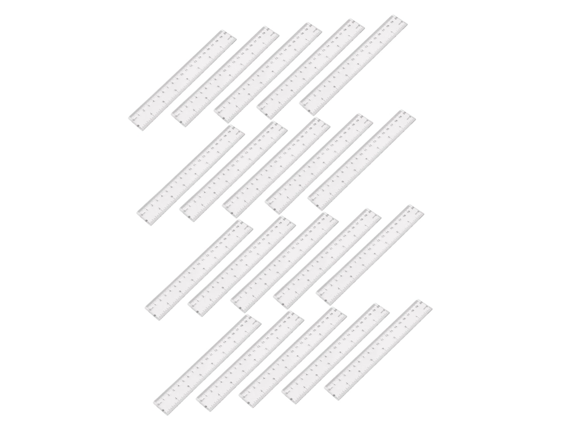 Conjunto De 40 Réguas De Plástico Transparente De 20 Cm, Resistentes A