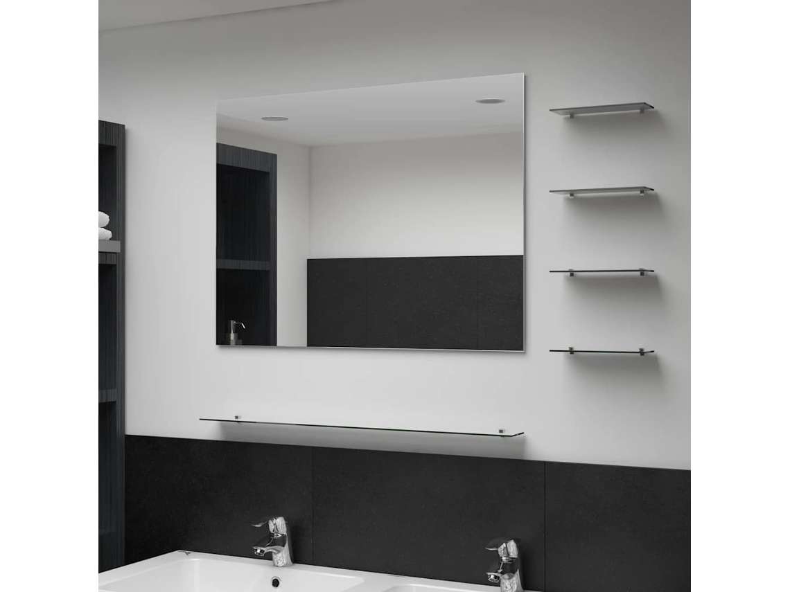 Vidaxl Espelho De Parede Com 5 Prateleiras 80x60 Cm Prateado