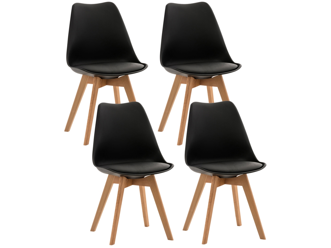 Conjunto de 4 cadeiras de jantar Linares preto/plástico CLP