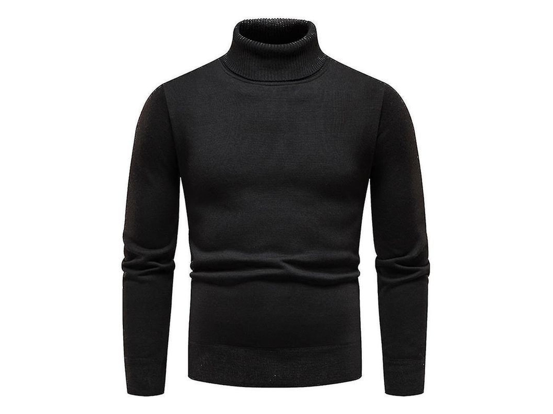 2026 jersey Hombre Cuello Alto Liso Slim Fit Invierno Tejido Grueso Abrigo Pull Over Básico Zg 4xl Negro