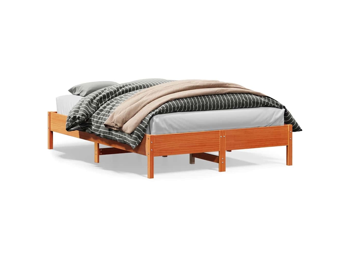 Vidaxl Cama Sem Colchão 160x200 Cm Madeira Pinho Maciço Castanho-mel