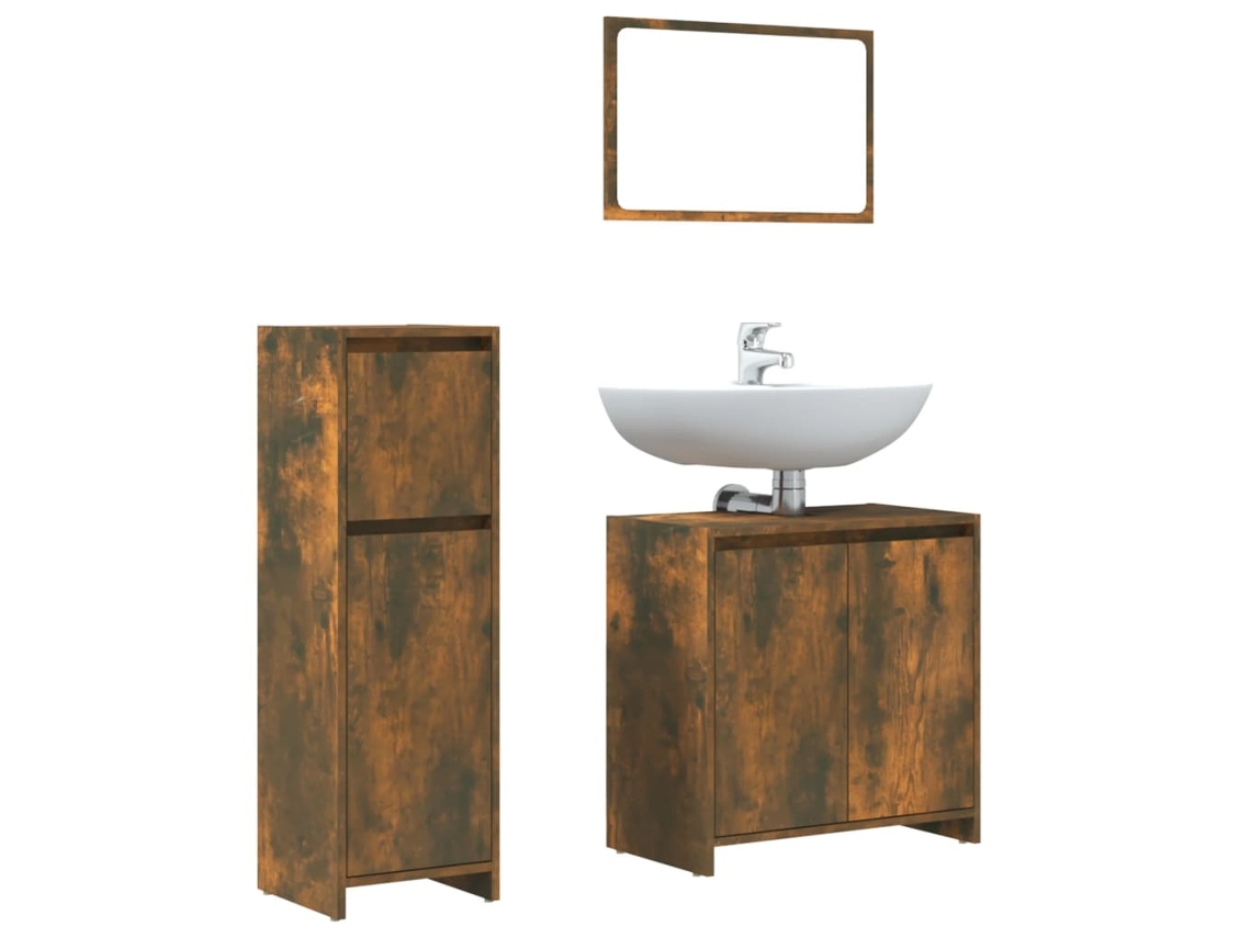 Bathroom Furniture Set, Bathroom Furniture Sets Vidaxl Marrom Madeira Processada (n/a)