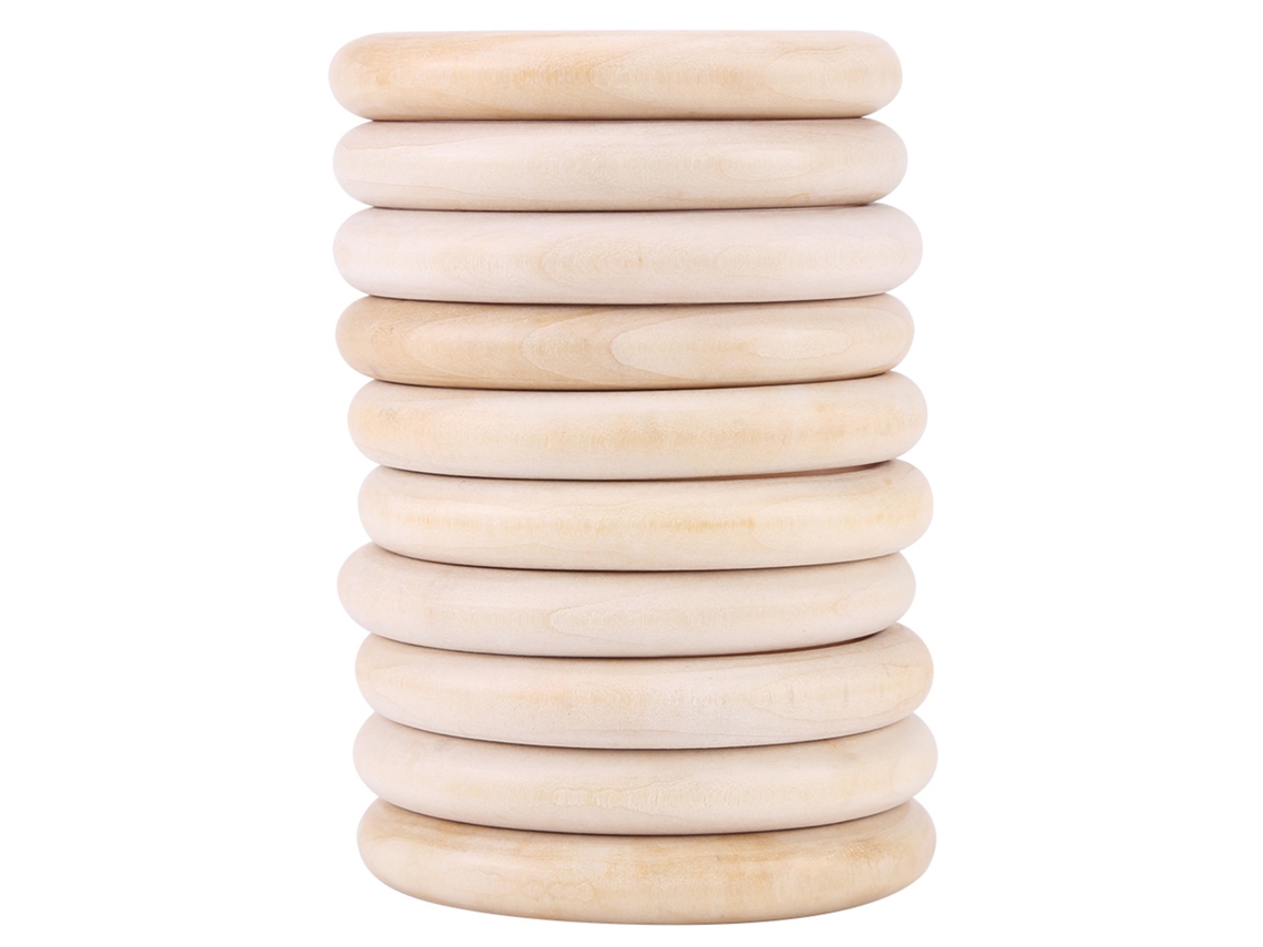 Mali 10pcs Anel de Mordida de Madeira Natural para Bebê Brinquedo Dentição Diy Artesanato
