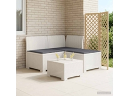 Vidaxl Sofá De Jardim 3 Lugares Com Almofadas Visual Rattan Pp Branco