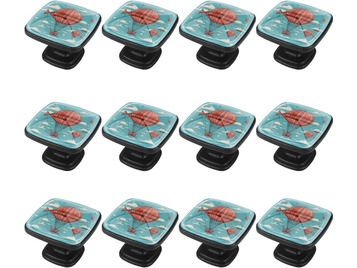 Puxadores E Maçanetas Quadradas Para Armários De Cozinha, Conjunto De 12 Peças, Com Design De Avião E Balão Ar Quente
