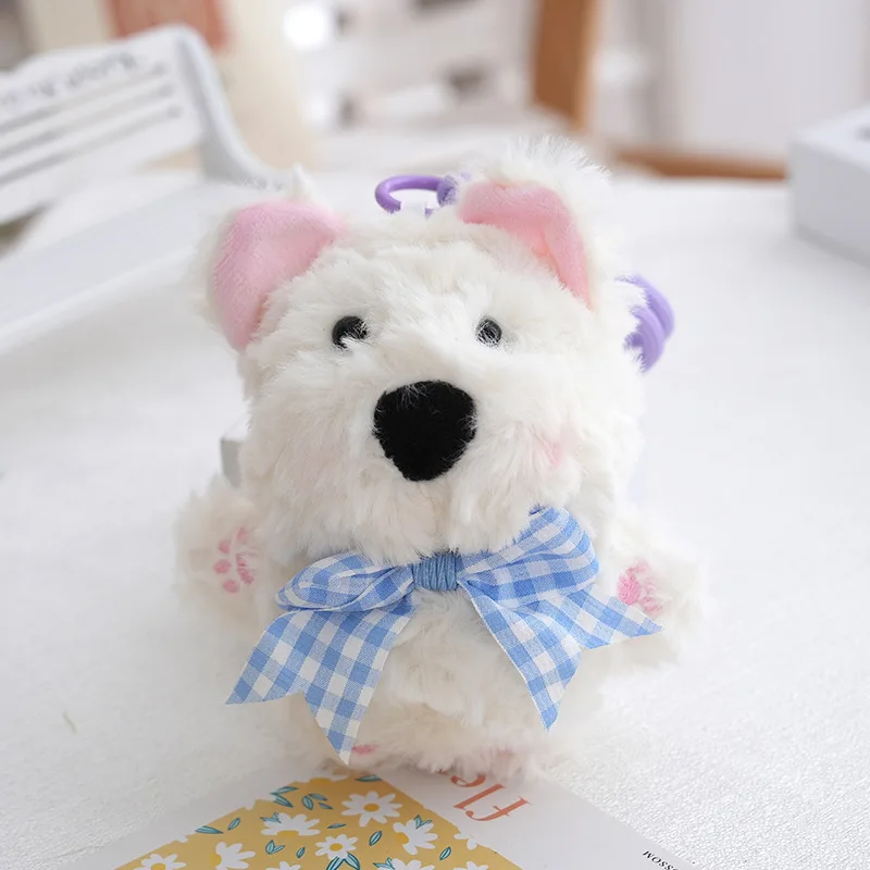 Chaveiro de Pelúcia Fofo de Cachorro West Highland de 13 Cm MDUG (azul)