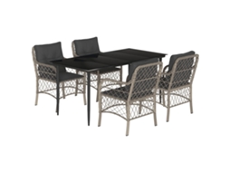 Garden Dining Set, Garden Dining Sets Vidaxl Cinzeto Rattan / Vime (mesa Com 160 Cm De Comprimento)