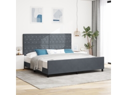 Cama Cinza Escuro 200x200 Cm Veludo