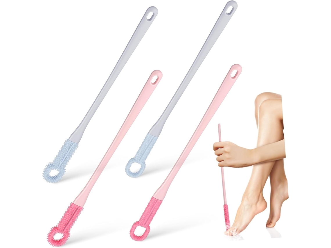 Lurelia Pack De 4 Escovas De Silicone Para Banho, Silicone Macio E Cabo Longo