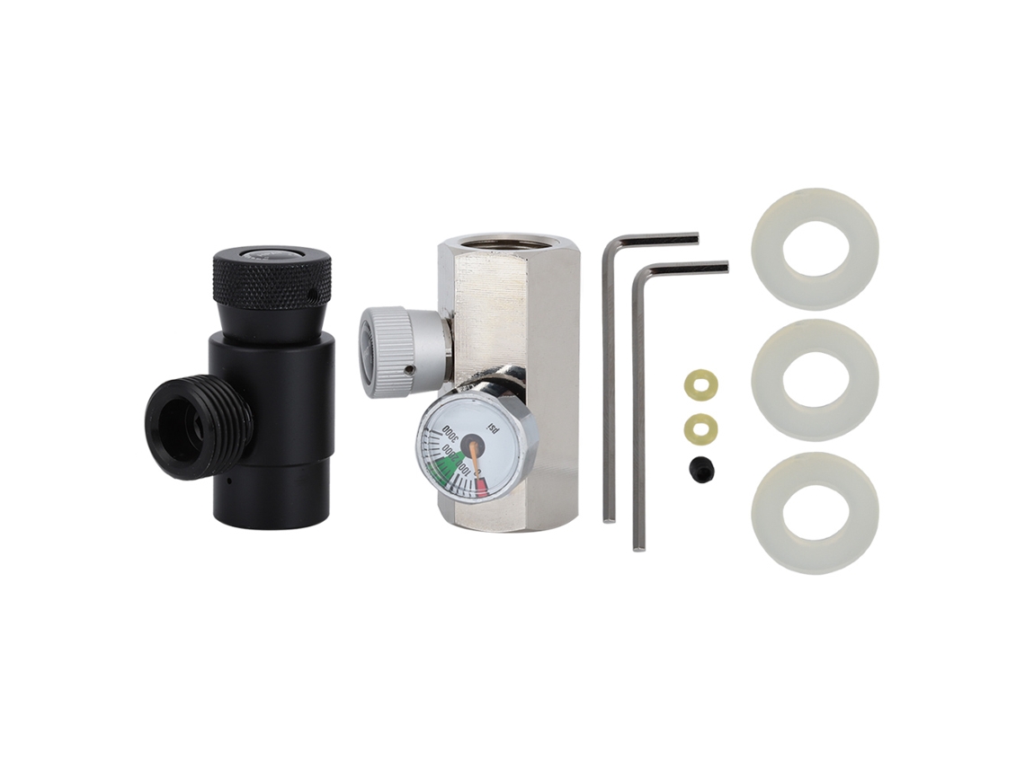 Laxiscreed Adaptador De Co2 Com Válvula E Manômetro 3000psi – Compatível Bidirecional