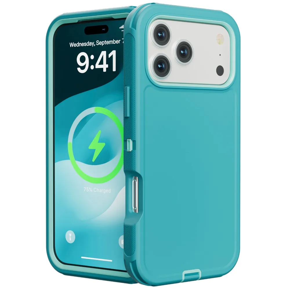 (verde Turquesa, Iphone 12 Pro Max) Capa Protetora Híbrida 3 Em 1 Ott Resistente, Capa De Policarbonato À Prova De Choque.