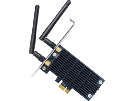 Placa de rede PCIe Wireless AC 1300Mbps - TP-Link ARCHER T6E. Funcionamento a 2,4 ou 5 GHz. 2 antenas destacáveis.