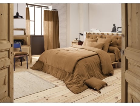 Capa de Edredom 260 X 240 Cm Gaïa Camel Leffet Papillon