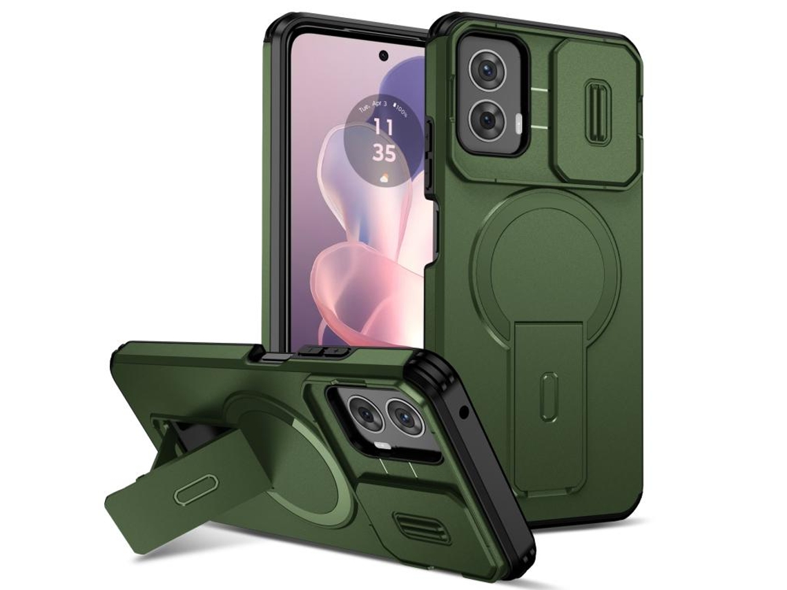 Capa Para Telemóvel Zruxe Compativel Com Motorola Moto G 5g Power 2024 (suporte Magsafe - Proteção Deslizante - Verde)