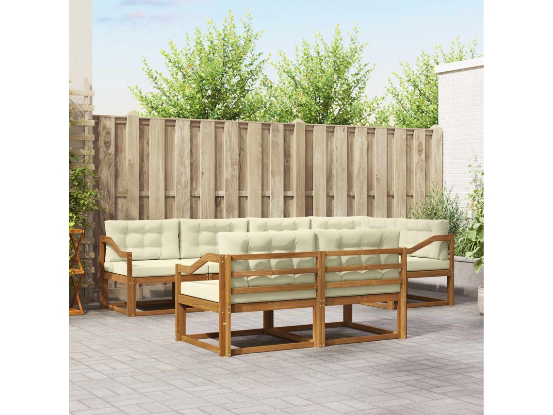 Vidaxl Conjunto De Sofás Para Exterior 8 Unid. Natural E Creme