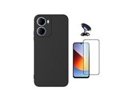 Kit Vidro Temperado Capa Silicone Líquido Suporte Magnético Phonecare Para Xiaomi Redmi 15a 5g - Preto