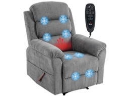 Poltrona De Massagem Relax Com Calor, Apoio Cabeça Ajustável, Design Compacto Para Paredes, Mobiliário Sala, Cinza