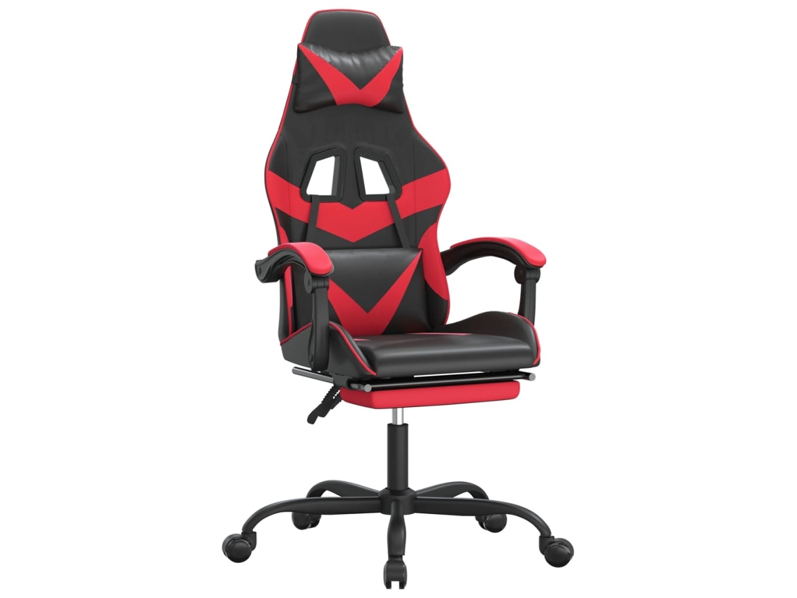 VIDAXL Cadeira Gaming Giratória C/ Apoio Couro Artific. Preto/Vermelho