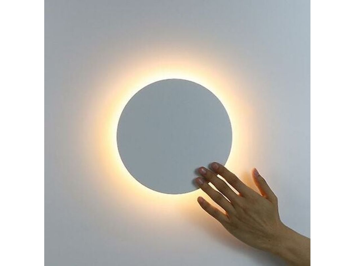 Lâmpada de parede Nova Line LED redonda, moderna, com interruptor touch, branca, 20cm, luz quente | S/MARCA