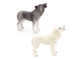 Figura De Ação De Lobo Uivando Ornamentos Modelo De Animal Selvagem Simulação Brinquedo Para Crianças