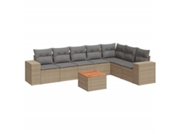 Conjunto de 8 Sofás para Jardim com Almofadões Vime Pe Bege MAISON EXCLUSIVE (8 pcs)