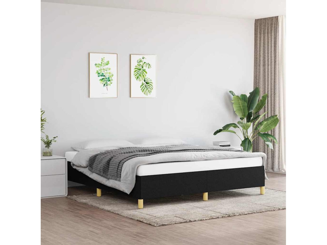 Vidaxl Estrutura De Cama Sem Colchão 160x200 Cm Tecido Preto