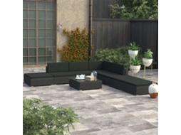 Conjunto Lounge Jardim 8 Peças C/ Almofadões Vime Pe Preto Dkd Home Decor