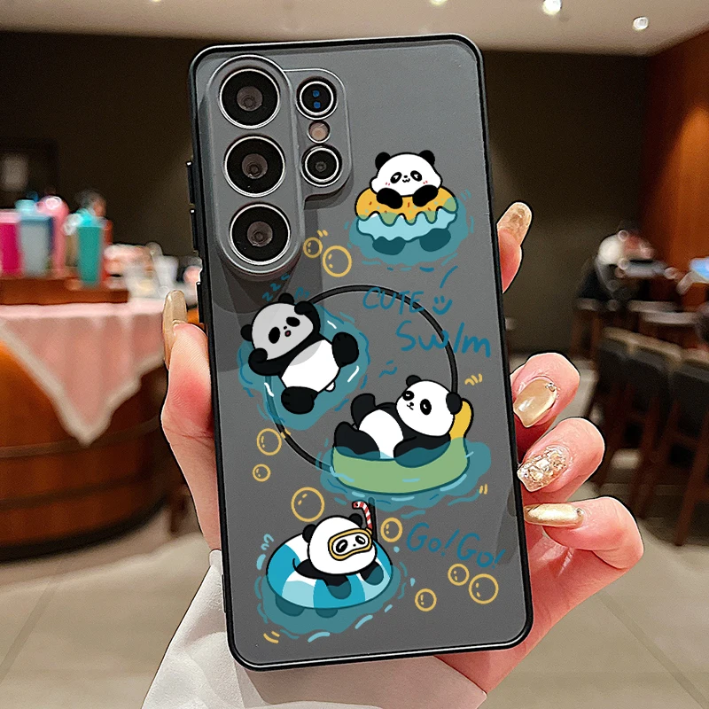 (preto) Capa Magnética Para Celular Galaxy S24 Com Estampa De Panda Fofo