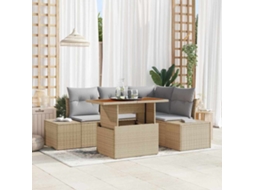 Vidaxl Conjunto de Sofá de Jardim 5 Pcs Bege Rattan Sintético