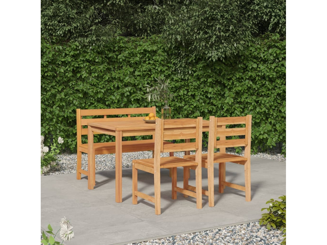Vidaxl 4 Pcs Conjunto De Jantar P/ Jardim Madeira De Teca Maciça
