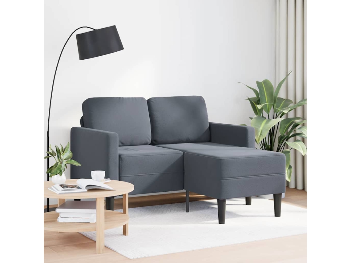 Sofá 2 Lugares Com Chaise Em L 125 Cm Veludo Cinzento Escuro Lovely Home