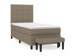 Conjunto 1 Cama Box Spring Vidaxl Marrom-acinzentado Tecido (193 X 90 X 128 Cm)