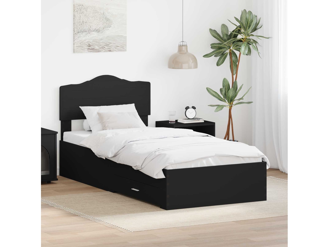 Vidaxl Estrutura Da Cama Preto 100 X 200 Cm Madeira Processada